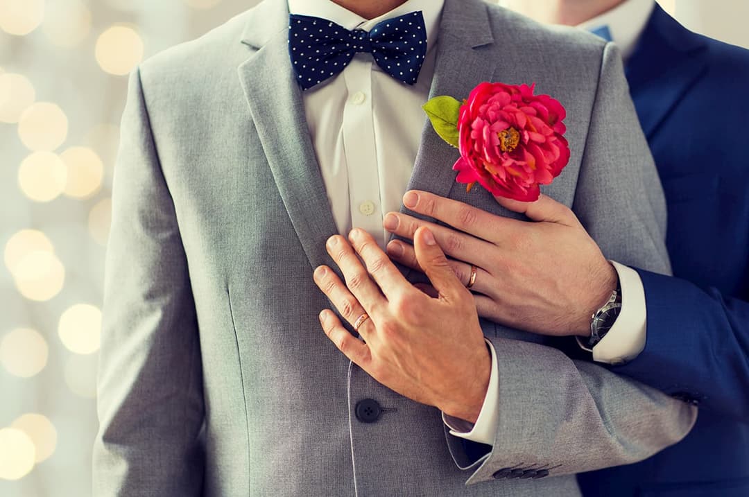 Gay couple on their wedding day