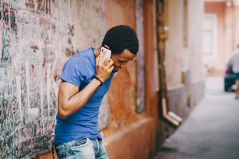 Guy talking on phone