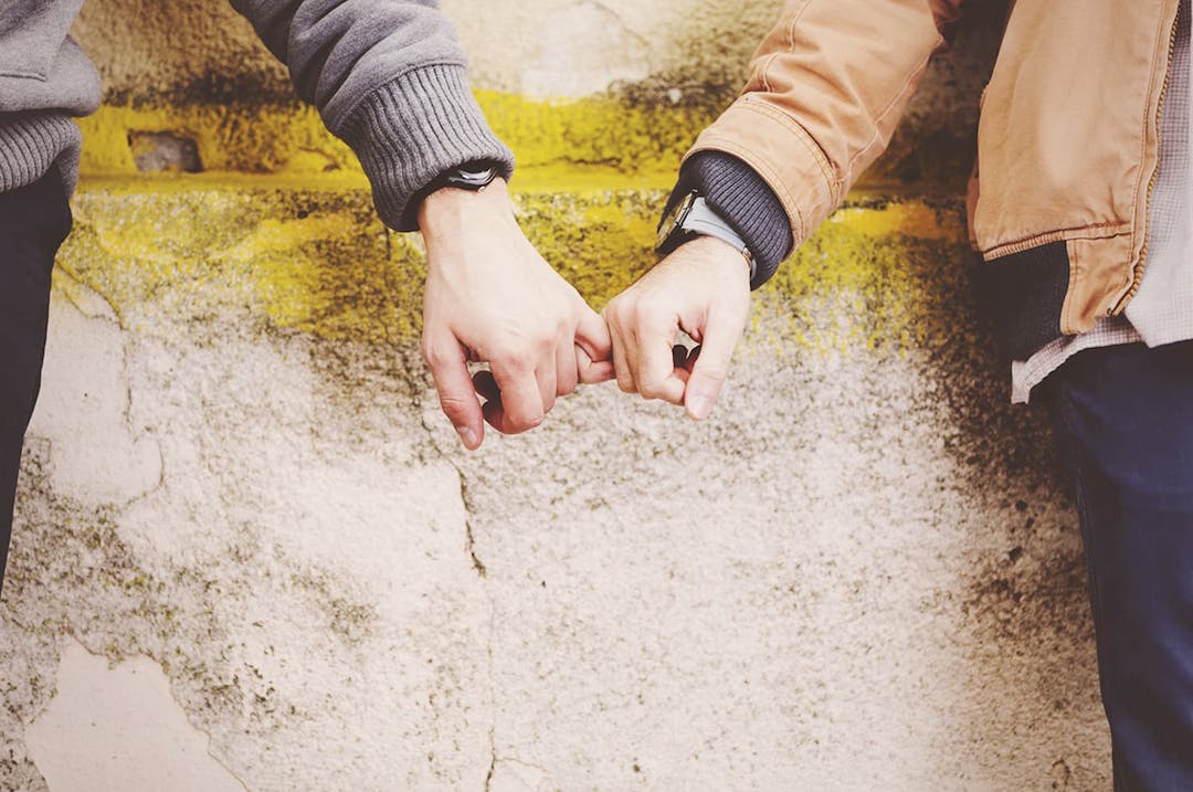 Gay couple holding hands